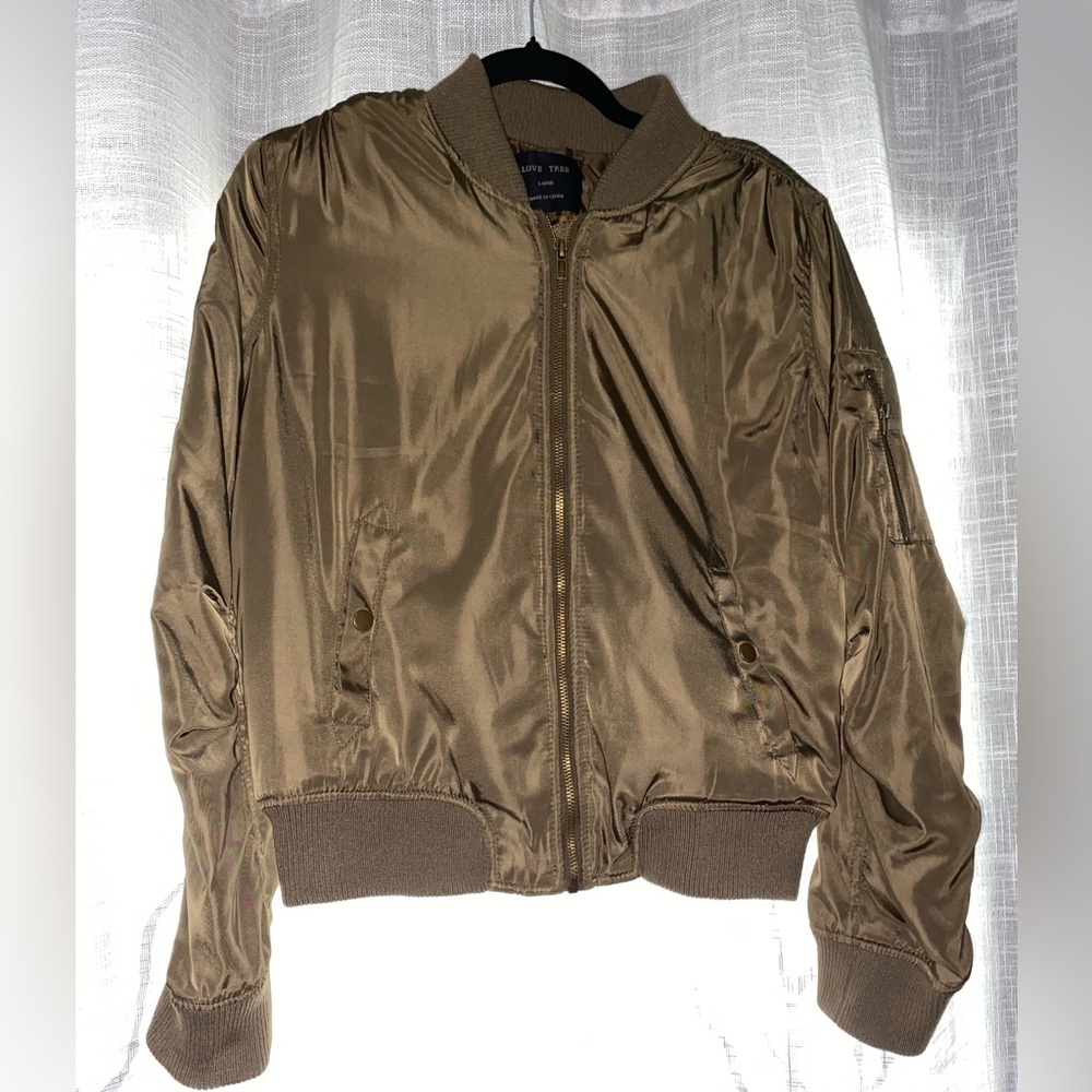 Love Tree Cropped Bomber Jacket